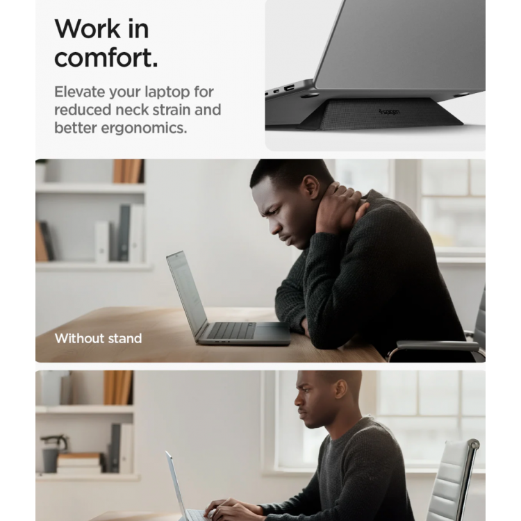 SPIGEN SGP UNIVERSAL Slim Fold Laptop βάση αλουμινίου για Noteboos, laptops εώς 15.6", LD201-S4 - ΜΑΥΡΟ - AMP10404